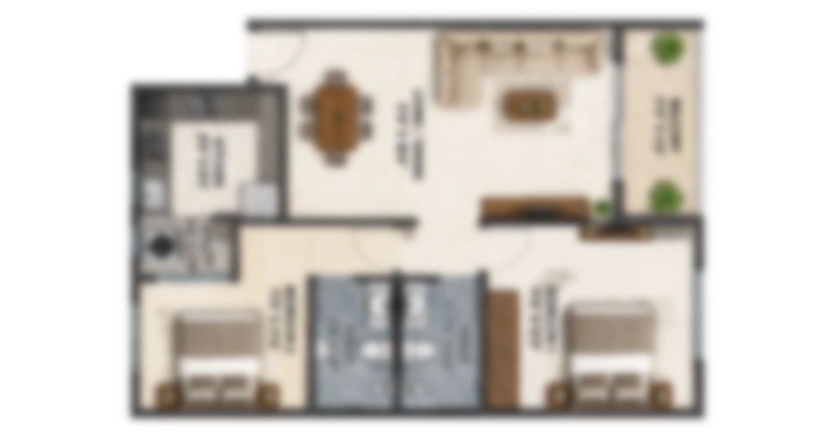 Mountain City 2 BHK Floor Plan
